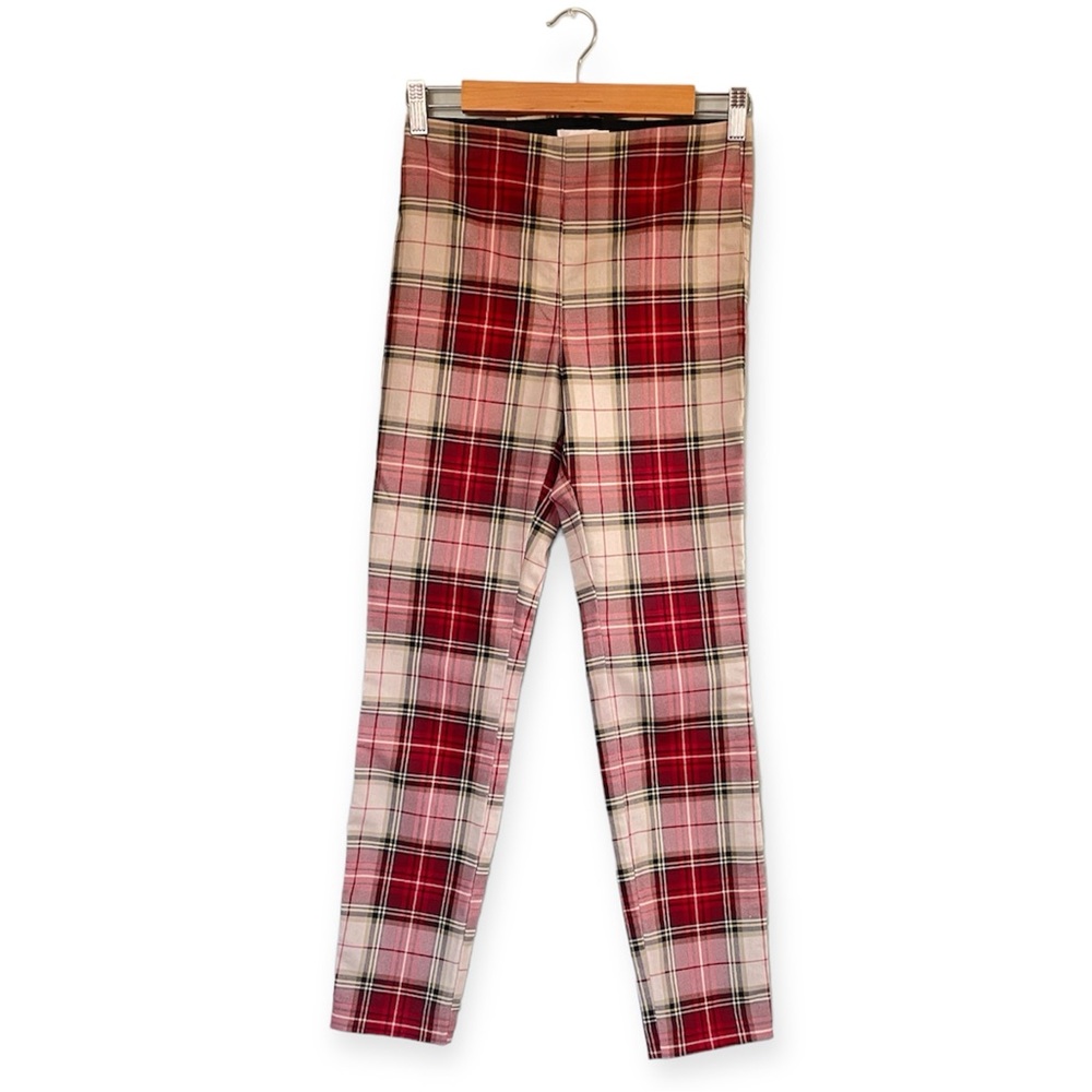 H&M Plaid Elastic Waist Straight Leg Pants | Size 4